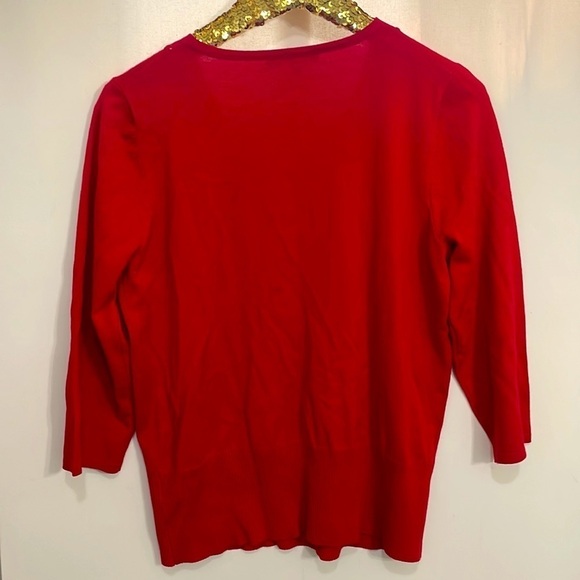 Cable And Gauge Red Rhinestone Zipper Front Sweater - Picture 6 of 9